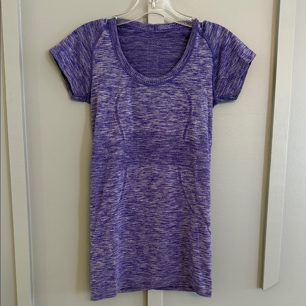 LULULEMON SWIFTLY TECH SHORT SLEEVE 4 HEATHERED BERRY PURPLE SCOOP NECK